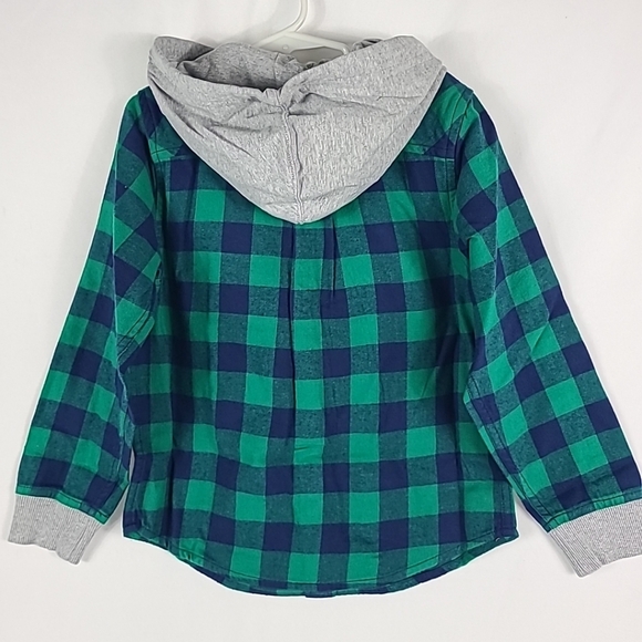 NEW Hanna Andersson Boys Hooded Flannel Long Sleeve Shirt Colorful Plaid Sz 5 - Picture 4 of 6